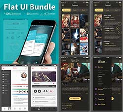 UI素材－手机程序界面(3套合集版/娱乐类)：Flat UI Bundle